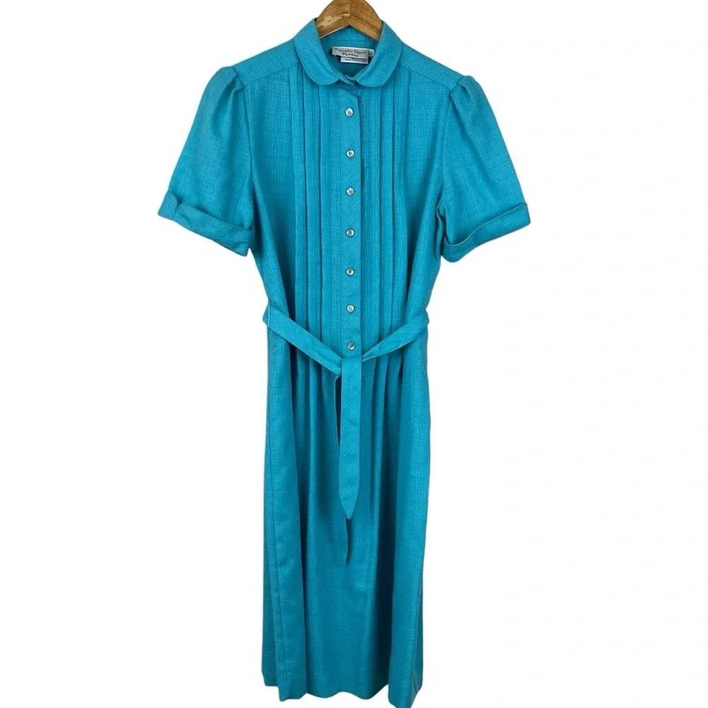 Vintage 1960s Schrader Sport Petite Womens Blue Dress Size 12 Petite - Picture 2 of 7
